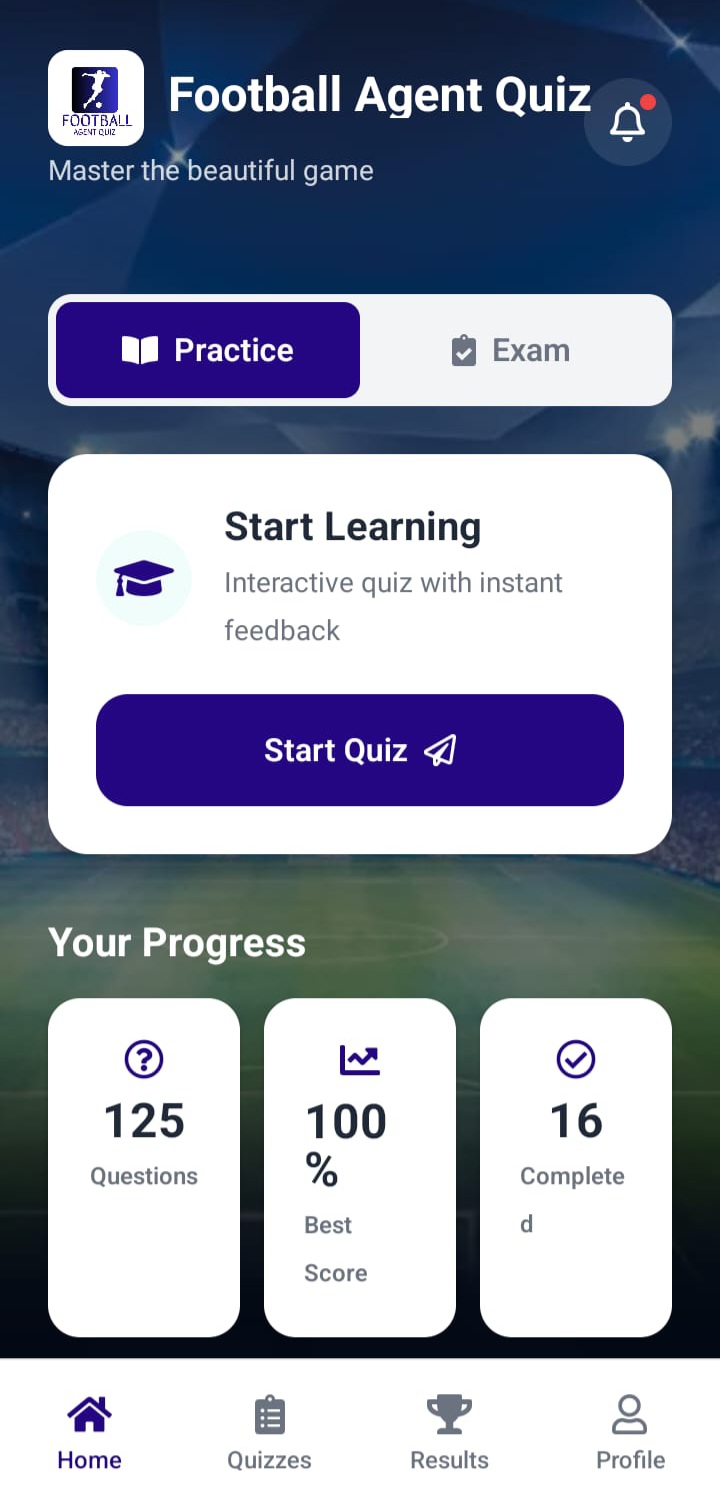 Football Agent Quiz App Interface